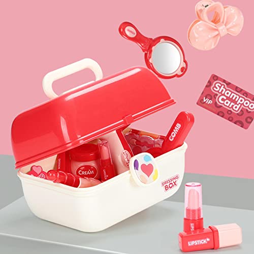 Kit de cosméticos lavables de 20 piezas con bolsa de maquillaje, juego de juguetes de maquillaje para niños, accesorios para el cabello para niñas, juegos de maquillaje de simulación para niñas Hutyly