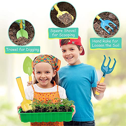 Kit de jardín para niños,Herramientas de jardín para niños,Bolsa para niños de herramientas de jardín,Juego de jardinería,Bolsa de guantes de jardín,Kit Jardinería Niños Guantes (7 piezas)