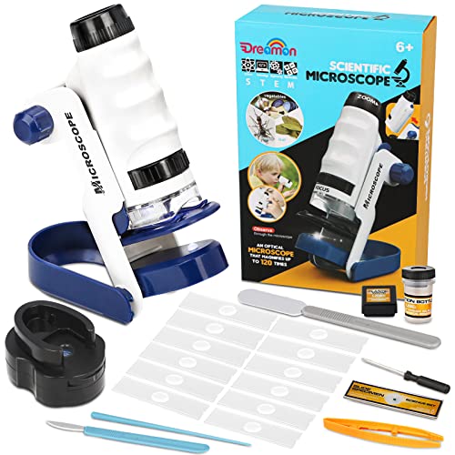 Kit de Juguete Microscopio Niños, Experimento para Niños de 6 8 10 años, Microscopio de Bolsillo 60X-120X, Juguete Educativo de Regalo para Niños y Niñas