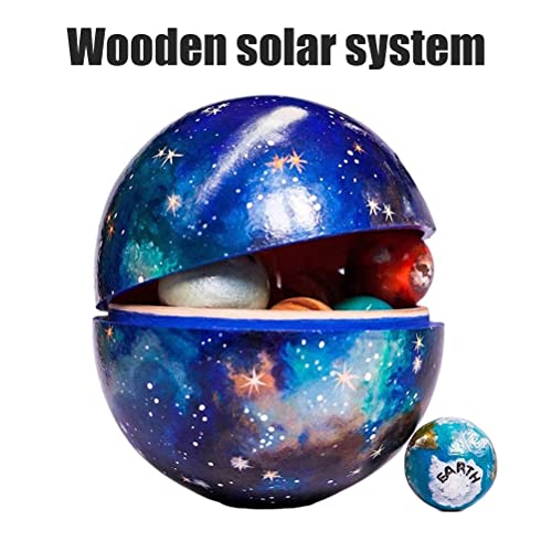 Kit de Modelo de Sistema Solar, Juguete Educativo de Astronomía del Sistema Solar de Madera Kit de Modelo de Planetas del Sistema Solar Espacio, Adorno Decoración Regalo para Niños