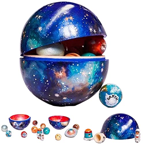 Kit de Modelo de Sistema Solar, Juguete Educativo de Astronomía del Sistema Solar de Madera Kit de Modelo de Planetas del Sistema Solar Espacio, Adorno Decoración Regalo para Niños