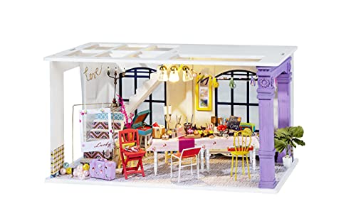 Kit DIY Robotime Rolife Miniature House – Party Time es la hora de la fiesta, kit DIY todo incluido para montar usted mismo, estructura muebles accesorios y luces incluidas