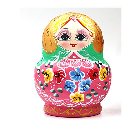 kiter Matrioska Muñecas de anidación Apilamiento de Madera Anidado 10 Piezas Juguetes Hechos a Mano para niños Habitación para niños DecorationWishing Gift Matryoshka muñeca Rusa (Color : Blue)