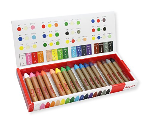 Kitpas Crayon Medium 16 colores – Lápices brillantes y llamativos para casi cualquier superficie, incluyendo papel, vidrio y espejos