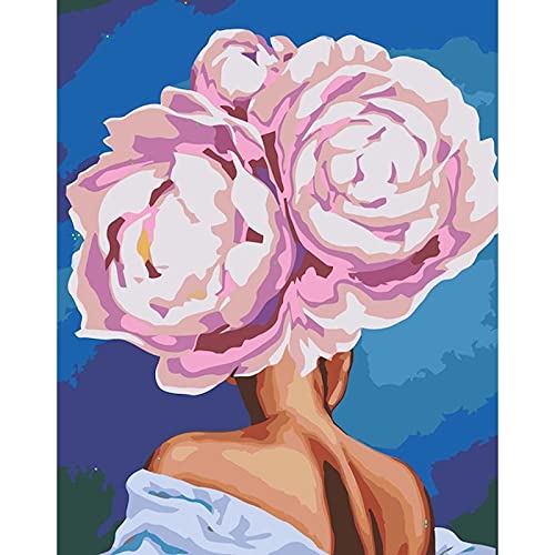 Kits de pintura de bricolaje por números, figura de niña de las flores, pinturas al óleo, arte de pared para el hogar, imagen por números, regalo A2 45x60cm