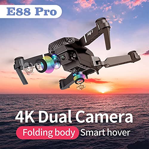 KJWXSGMM Drone GPS Plegable con cámara 4K para Adultos, Cable de Cinta Plegable de Rodadura de 360 ​​Grados, una tecla returnquadcador con Motor sin escobillas, Bolsa de Transporte,Negro,4K Double