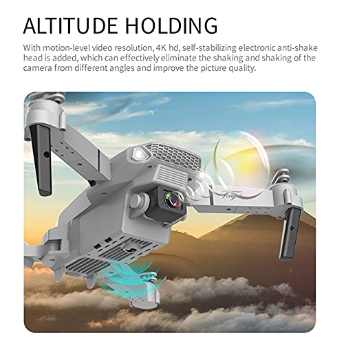 KJWXSGMM Drone GPS Plegable con cámara 4K para Adultos, Cable de Cinta Plegable de Rodadura de 360 ​​Grados, una tecla returnquadcador con Motor sin escobillas, Bolsa de Transporte,Negro,4K Double