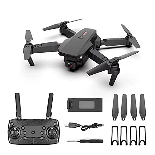 KJWXSGMM Drone GPS Plegable con cámara 4K para Adultos, Cable de Cinta Plegable de Rodadura de 360 ​​Grados, una tecla returnquadcador con Motor sin escobillas, Bolsa de Transporte,Negro,4K Double