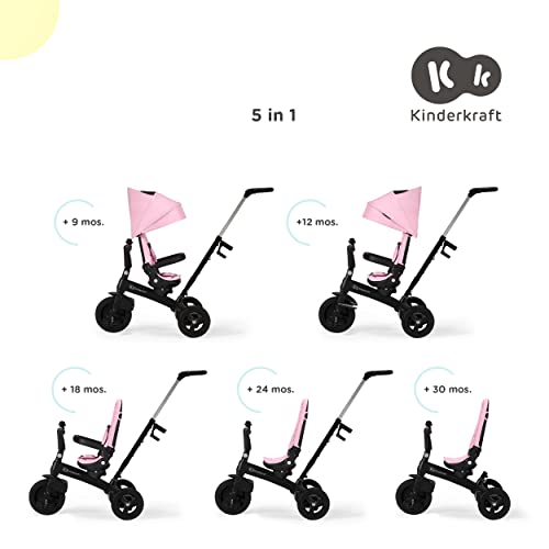 kk KinderKraft Triciclo Evolutivo Twipper, Asiento Giratorio 360 Grados, 9 Meses A 5 Años, Krtwip00pnk0000, Color Rosado