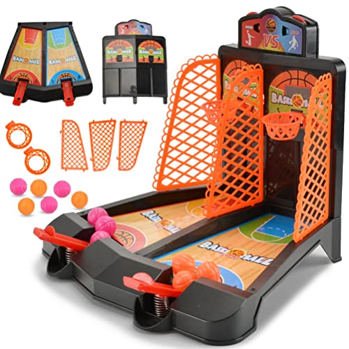 KKPLZZ Máquina de Tiro de Baloncesto, Mini máquina de Baloncesto Doble Juego de Tiro de Baloncesto de Escritorio Juego de Baloncesto Interior con Marcador electrónico para niños y Adultos