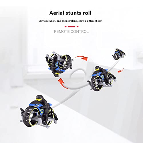 Klobvtt Drone de control remoto Motocicleta voladora, terrestre y aéreo Moto RC de doble propósito Modo dual Mini juguete de vuelo acrobático controlado por radio con luz LED, regalos para adultos y n