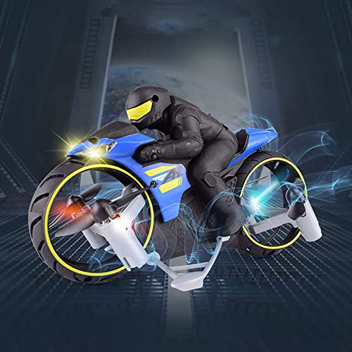 Klobvtt Drone de control remoto Motocicleta voladora, terrestre y aéreo Moto RC de doble propósito Modo dual Mini juguete de vuelo acrobático controlado por radio con luz LED, regalos para adultos y n