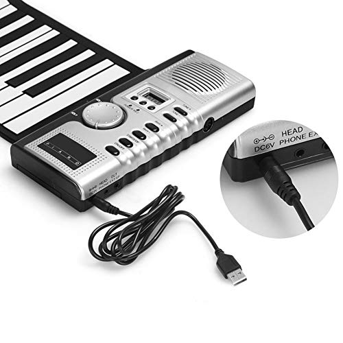 KOET 61 teclas Roll-Up piano teclado Midi USB electrónico portátil con pantalla digital LCD y altavoz 128 tonos 100 Beat 40 canciones demostrativas juguetes musicales para niños principiantes adultos