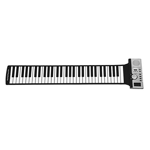 KOET 61 teclas Roll-Up piano teclado Midi USB electrónico portátil con pantalla digital LCD y altavoz 128 tonos 100 Beat 40 canciones demostrativas juguetes musicales para niños principiantes adultos