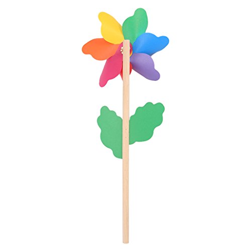 KOFUN Spinner De Viento, Madera Molino De Viento Wind Spinner Pinwheels Hogar Jardín Patio Decoración Niños Juguetes Nuevo Arco Iris De 12 Cm