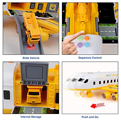 kramow Juguetes de Coches Juegos de Construcción Camión Transportador Aviones De Juguete con luz de Sonido Regalo para Niños 3 4 5 6 años