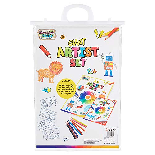 KreativeKraft Kit de Pinturas para Niños, Incluye Cuadernos para Colorear Lapices de Colores Botes de Pintura Pinceles, Manualidades Niños, Regalos para Niños (Set de Colorear)