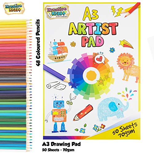 KreativeKraft Kit de Pinturas para Niños, Incluye Cuadernos para Colorear Lapices de Colores Botes de Pintura Pinceles, Manualidades Niños, Regalos para Niños (Set de Colorear)