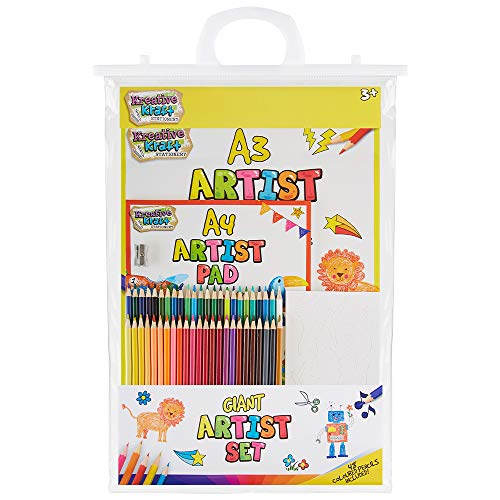 KreativeKraft Kit de Pinturas para Niños, Incluye Cuadernos para Colorear Lapices de Colores Botes de Pintura Pinceles, Manualidades Niños, Regalos para Niños (Set de Colorear)