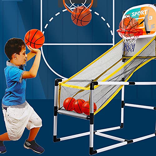 Ksodgun Juego de arcade de baloncesto para interiores/exteriores, máquina de baloncesto de un solo tiro, plegable con 3 pelotas de baloncesto para niños