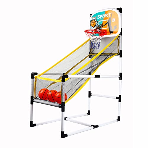 Ksodgun Juego de arcade de baloncesto para interiores/exteriores, máquina de baloncesto de un solo tiro, plegable con 3 pelotas de baloncesto para niños