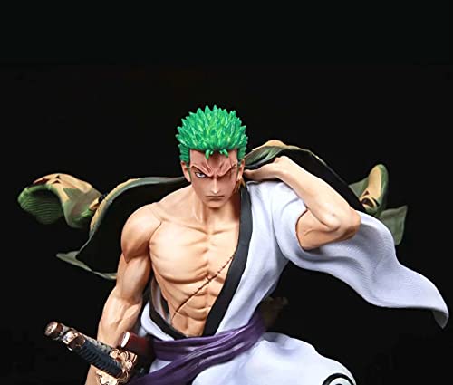 Kurrma One Piece Ace (13.3in / 34cm) Swordsman Kimono Escenas Cabeza Reemplazable Figura De Acción De Flujo De Tres Espadas PVC En Caja Personaje De Dibujos Animados Estático Estatua/Modelo Coleccio