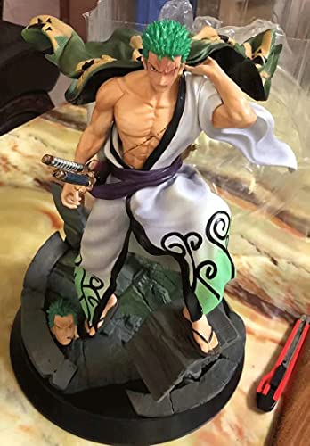 Kurrma One Piece Ace (13.3in / 34cm) Swordsman Kimono Escenas Cabeza Reemplazable Figura De Acción De Flujo De Tres Espadas PVC En Caja Personaje De Dibujos Animados Estático Estatua/Modelo Coleccio