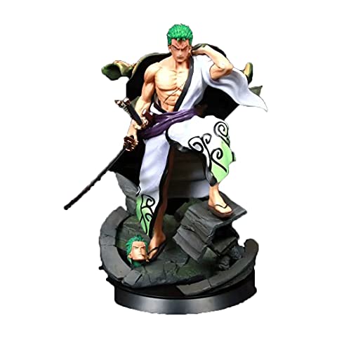 Kurrma One Piece Ace (13.3in / 34cm) Swordsman Kimono Escenas Cabeza Reemplazable Figura De Acción De Flujo De Tres Espadas PVC En Caja Personaje De Dibujos Animados Estático Estatua/Modelo Coleccio