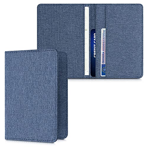 kwmobile Funda para carné de conducir - Estuche de tela para permiso de circulación con espacio para tarjetas - azul