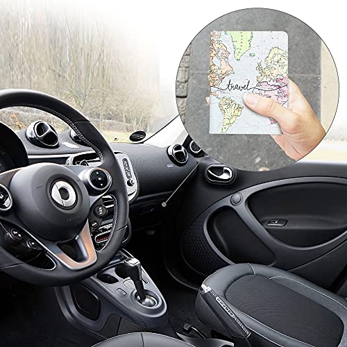 kwmobile Funda para permiso de circulación coche de cuero sintético - 10.5 x 14.8 CM - mapa mundial negro/multicolor