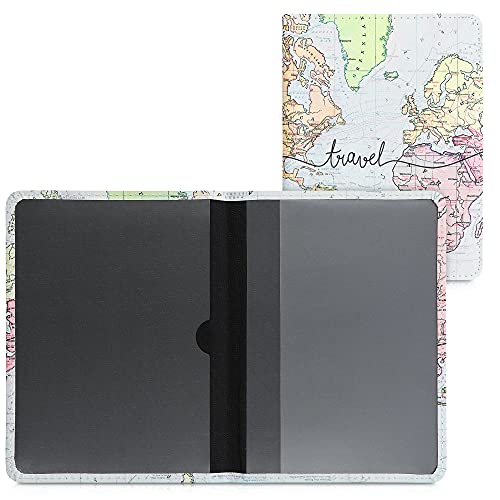 kwmobile Funda para permiso de circulación coche de cuero sintético - 10.5 x 14.8 CM - mapa mundial negro/multicolor