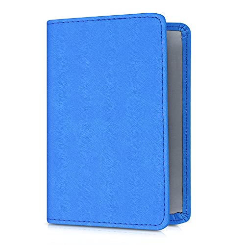 kwmobile Funda para permiso de circulación coche de cuero sintético - Con espacio para tarjetas 9.2 x 13 CM doblado - azul