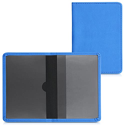 kwmobile Funda para permiso de circulación coche de cuero sintético - Con espacio para tarjetas 9.2 x 13 CM doblado - azul