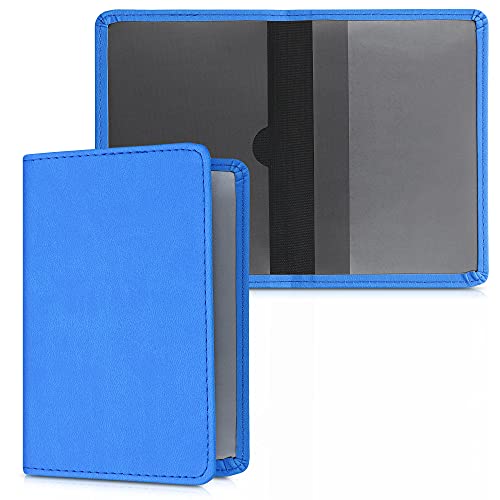 kwmobile Funda para permiso de circulación coche de cuero sintético - Con espacio para tarjetas 9.2 x 13 CM doblado - azul