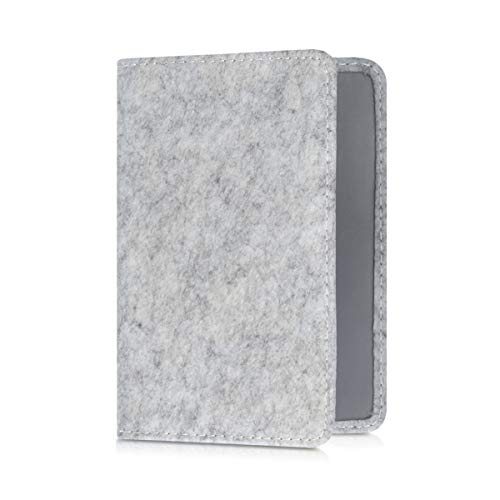 kwmobile Funda para permiso de circulación de coche - Case de fieltro con espacio para tarjetas - 9.2 x 13 CM doblado gris claro