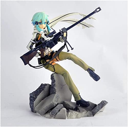 KYUPFLY Juguetes de colección de estatuas de Personajes, Sinon-Phantom-Bullet-Sword Art Online Estatua de Ani-Escultura precisa Muy Detallada-Equipada con Armas-Alto 22,5 cm (no versión Original)