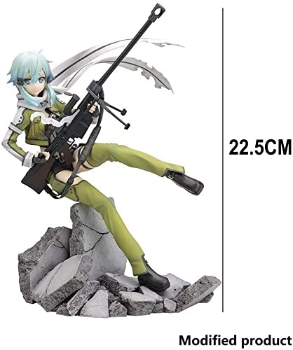 KYUPFLY Juguetes de colección de estatuas de Personajes, Sinon-Phantom-Bullet-Sword Art Online Estatua de Ani-Escultura precisa Muy Detallada-Equipada con Armas-Alto 22,5 cm (no versión Original)