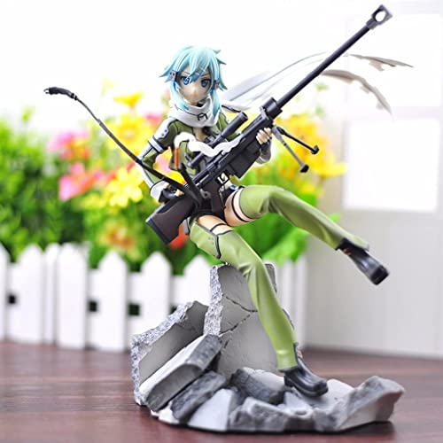 KYUPFLY Juguetes de colección de estatuas de Personajes, Sinon-Phantom-Bullet-Sword Art Online Estatua de Ani-Escultura precisa Muy Detallada-Equipada con Armas-Alto 22,5 cm (no versión Original)