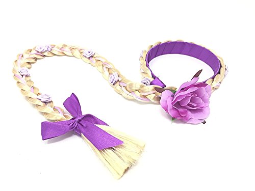 L-Peach 4pcs Accesorios de Princesa Dress Up para Niñas Diadema Guantes Varita Mágica Trenza Lila para Cumpleaños Party Carnaval Fiesta Cosplay Halloween