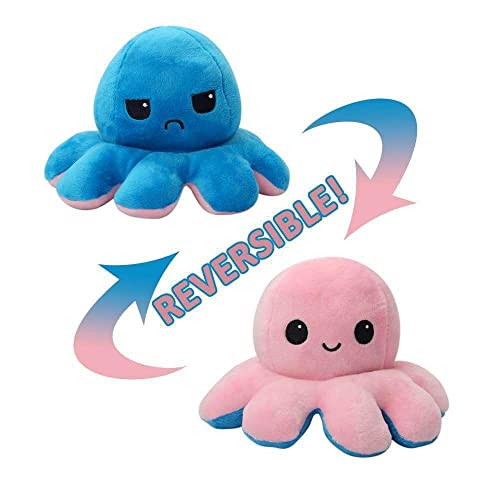 La Cosa Tiene Tela Pulpo Reversible Peluche, Pulpo de Doble Cara, Pulpo Sonriente y Triste, Esponjoso, Blandito y Cariñoso.