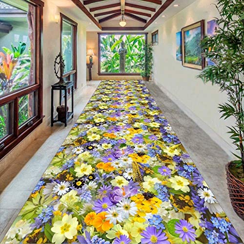 La flor 3D Pasillo corredor Alfombra, no Slip entrada Alfombras de entrada Puerta de entrada Escalera de la alfombra, 70cm / 90cm / 100cm ancho lavable ( Color : Multi-colored , Size : 140x600cm )