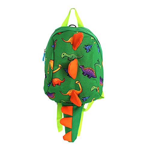 LA HAUTE Mochila de dinosaurio con correa para niños pequeños con correa arnés de seguridad mochila anti-pérdida de dibujos animados para bebé de 3 a 6 años, verde