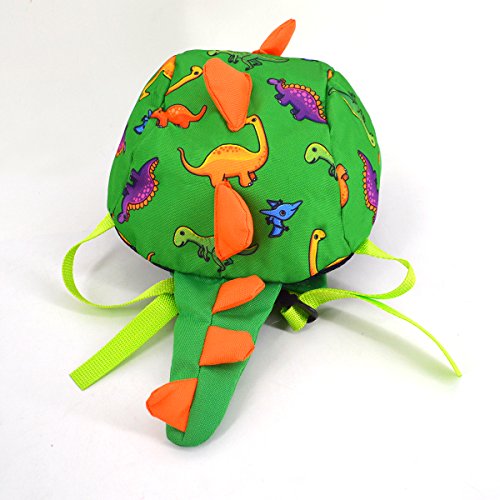 LA HAUTE Mochila de dinosaurio con correa para niños pequeños con correa arnés de seguridad mochila anti-pérdida de dibujos animados para bebé de 3 a 6 años, verde