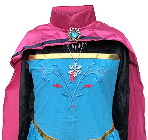 La Señorita Disfraz de Elsa Princesa de Las Nieves Vestido de coronacion Negro-Azul con Capa Rosa + Collar (2-3 años)