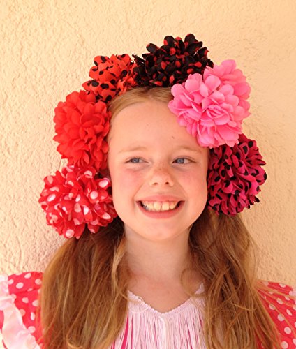 La Señorita Flores Flamenco Negro con Puntos Rojo Vestido Español