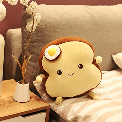 LAARNT Peluche de Pan de Simulación en Rodajas Almohada de Pan Tostado con Diseño de Huevo Escalfado Suave y Seguro Regalo Ideal Decoración Hogareña 25 cm