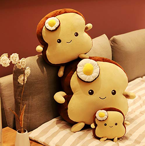 LAARNT Peluche de Pan de Simulación en Rodajas Almohada de Pan Tostado con Diseño de Huevo Escalfado Suave y Seguro Regalo Ideal Decoración Hogareña 25 cm