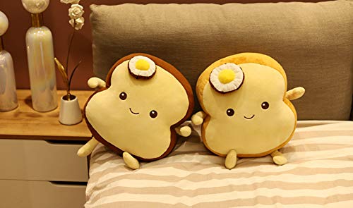 LAARNT Peluche de Pan de Simulación en Rodajas Almohada de Pan Tostado con Diseño de Huevo Escalfado Suave y Seguro Regalo Ideal Decoración Hogareña 25 cm