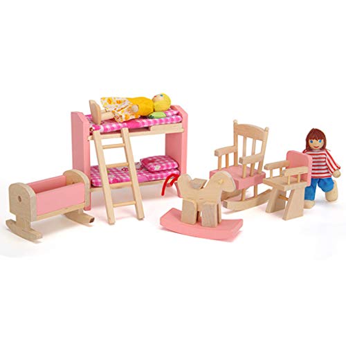 laimoere Conjunto de Muebles de Madera en Miniatura, Cuna de Silla de litera, Juguete para niños Juguete