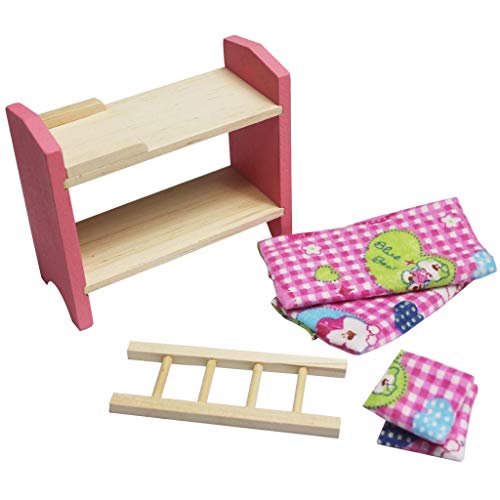 laimoere Conjunto de Muebles de Madera en Miniatura, Cuna de Silla de litera, Juguete para niños Juguete